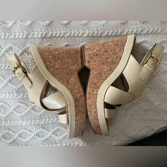 Vince Camuto Cream Wedge Sandals Leather “Diliah” Style, Various Sizes - Picture 8 of 14
